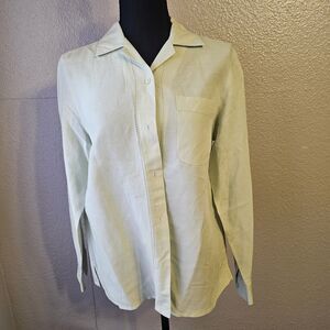 Crazy Horse Liz Claiborne Ramie Rayon Button Up Shirt Light Mint Green DD731